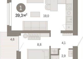 Продаю 1-ком. квартиру, 39.3 м2, Свердловская область