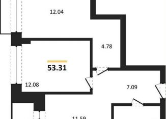 2-комнатная квартира на продажу, 53.3 м2, Новосибирск, Калининский район, Игарская улица, 40/2