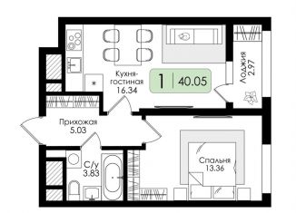 Продам 1-комнатную квартиру, 40.1 м2, Тула