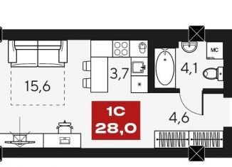 Продается квартира студия, 28 м2, Новосибирск, ЖК Инские Холмы