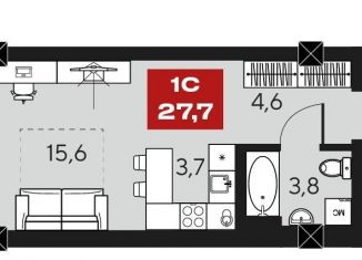 Квартира на продажу студия, 27.7 м2, Новосибирск, ЖК Инские Холмы