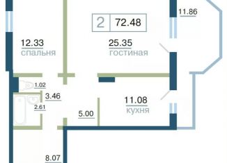 Продажа 2-ком. квартиры, 72.5 м2, Красноярск, улица Елены Стасовой, 48А