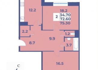 Продаю 2-ком. квартиру, 75.3 м2, деревня Рогозинино, деревня Рогозинино, 5