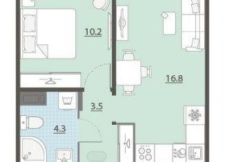 Продам однокомнатную квартиру, 34.8 м2, Екатеринбург, улица Архитектора Белянкина, ЖК Меридиан