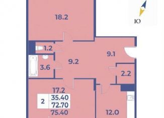 Продам 2-ком. квартиру, 75.4 м2, деревня Рогозинино, деревня Рогозинино, 5