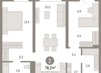 2-ком. квартира на продажу, 78.2 м2, Новосибирск, улица Аэропорт, 88