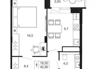 Продается 1-ком. квартира, 40.9 м2, Апрелевка, Пролетарский тупик, 1