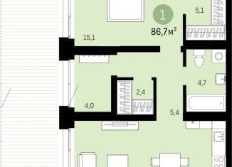 Продаю 1-комнатную квартиру, 86.7 м2, Новосибирская область, улица Декабристов, 107/6