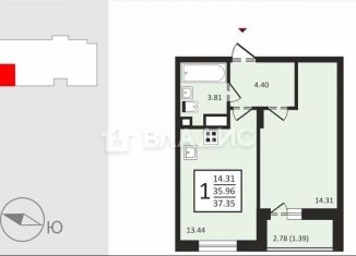 Продается 1-комнатная квартира, 37.4 м2, посёлок Заклязьменский, ЖК Заречье Парк