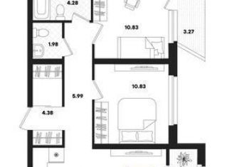 Продам 2-комнатную квартиру, 64.5 м2, Тюменская область, улица Бориса Прудаева, 7с2