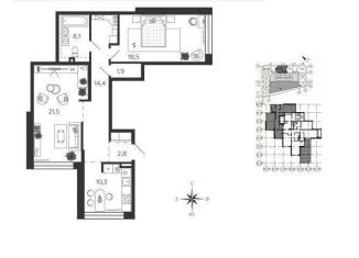 Продается 2-ком. квартира, 75.1 м2, Москва, ЮАО, набережная Марка Шагала, 11к1