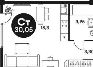 Продам квартиру студию, 30.1 м2, Ростов-на-Дону, Красноармейская улица, 250, Кировский район