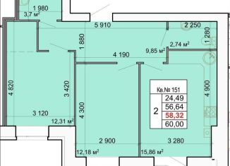 Продается 2-комнатная квартира, 60 м2, Кострома, Центральный район, улица Валентины Плетневой, 3