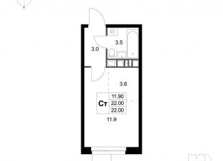 Продается 1-ком. квартира, 22 м2, деревня Марусино