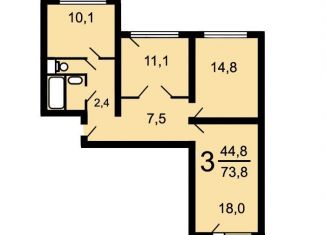 Продаю трехкомнатную квартиру, 73.6 м2, Москва, ЮВАО, 1-я Вольская улица, 1к3