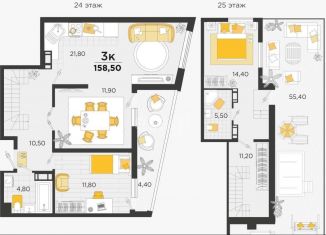 Продажа 3-комнатной квартиры, 158 м2, Краснодар, улица имени В.Н. Мачуги, 166к3, ЖК Сказка Град