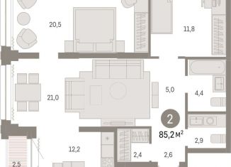 Продается 2-комнатная квартира, 85.2 м2, Новосибирск, метро Сибирская