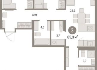 Продаю 3-комнатную квартиру, 85.3 м2, Екатеринбург