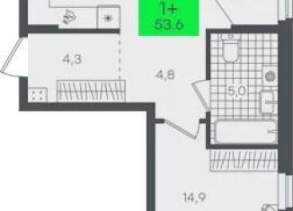 Продается 1-комнатная квартира, 53.6 м2, Тюмень, Калининский округ