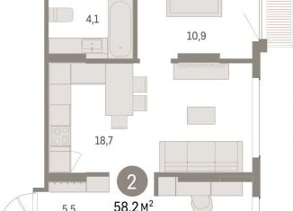 Продаю двухкомнатную квартиру, 58.2 м2, Свердловская область