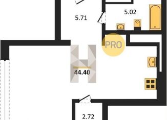 Продам квартиру студию, 44.4 м2, Новосибирск, улица Аэропорт, 88, ЖК Авиатор