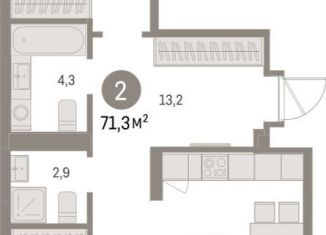 Продается 2-комнатная квартира, 71.3 м2, Свердловская область