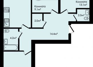 Продается трехкомнатная квартира, 80.6 м2, деревня Мостец