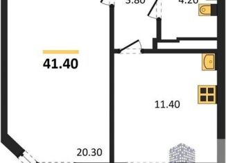 Продается однокомнатная квартира, 41.4 м2, посёлок Отрадное, бульвар 70 лет Победы, 5