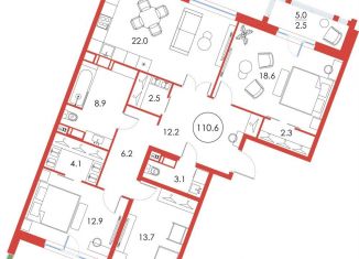 Продается трехкомнатная квартира, 111.5 м2, Санкт-Петербург, Плесецкая улица, 4, ЖК Ариосто