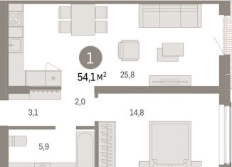 Продам 1-ком. квартиру, 54.1 м2, Новосибирск, метро Заельцовская, улица Аэропорт, 88