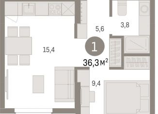 Продается однокомнатная квартира, 36.3 м2, Свердловская область