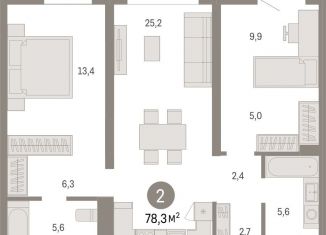 Продаю 2-ком. квартиру, 78.3 м2, Новосибирск, улица Аэропорт, 88