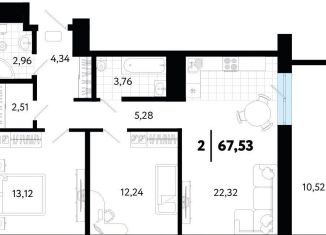 Продажа 2-ком. квартиры, 67.5 м2, Тюмень