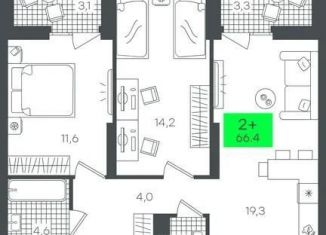 Продаю 2-комнатную квартиру, 66.5 м2, Тюмень, Калининский округ