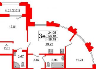 Продается 2-ком. квартира, 58.2 м2, Санкт-Петербург, Московский район, Алтайская улица, 37