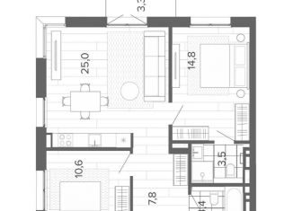 Продажа 3-комнатной квартиры, 69.4 м2, Барнаул, Змеиногорский тракт, 35Бк2