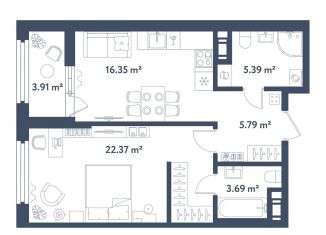 Продам 1-комнатную квартиру, 55.6 м2, Санкт-Петербург, Московский район