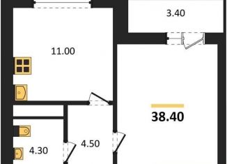 Однокомнатная квартира на продажу, 38.4 м2, Воронеж, улица Шишкова, 140Б/6, Центральный район