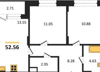 Продажа 2-ком. квартиры, 52.6 м2, Воронеж