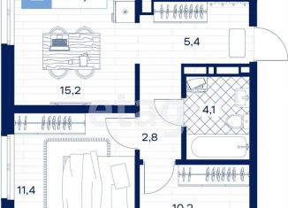 2-ком. квартира на продажу, 53.1 м2, Тюмень, Калининский округ, Пышминская улица, 216А