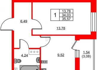 Продается однокомнатная квартира, 35.6 м2, Санкт-Петербург, бульвар Александра Грина, 2к1, ЖК Капитан Немо