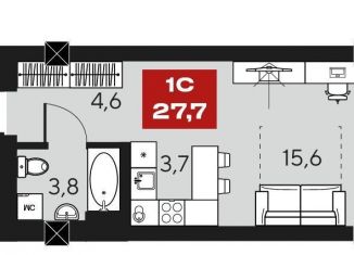 Продам квартиру студию, 27.7 м2, Новосибирск, ЖК Инские Холмы