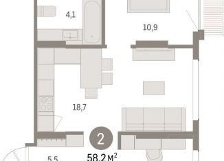 Продам 2-комнатную квартиру, 58.2 м2, Свердловская область