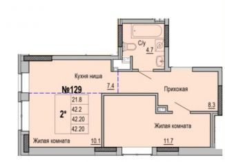 Продаю двухкомнатную квартиру, 42.2 м2, Ижевск, Индустриальный район