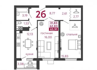 Продается 2-ком. квартира, 65.9 м2, Пенза