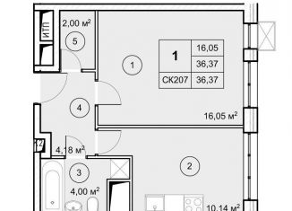 Продам 1-комнатную квартиру, 36.4 м2, рабочий посёлок Некрасовский