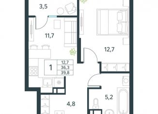 Продам 1-комнатную квартиру, 39.8 м2, Забайкальский край