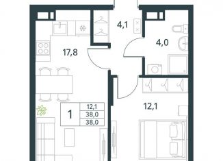 1-комнатная квартира на продажу, 38 м2, Забайкальский край