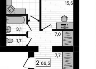 Продам 2-ком. квартиру, 67 м2, село Чигири, Красивая улица, 23А