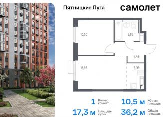 Однокомнатная квартира на продажу, 36.2 м2, деревня Юрлово, жилой комплекс Пятницкие Луга, к2/1